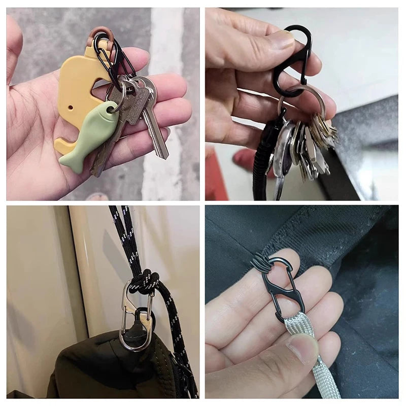 5PCS Tactical S-Type Carabiner Hooks – Mini Aluminum Keychain Clips for Camping & Hiking